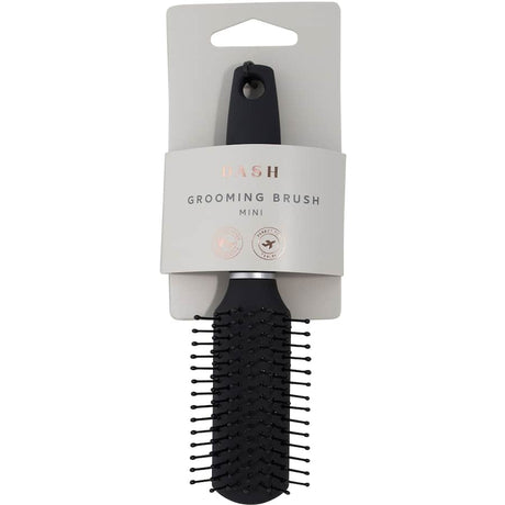 Compact travel hair brush for all hair types, reduces tangles, frizz, and provides a comfortable grip for quick touch-ups.