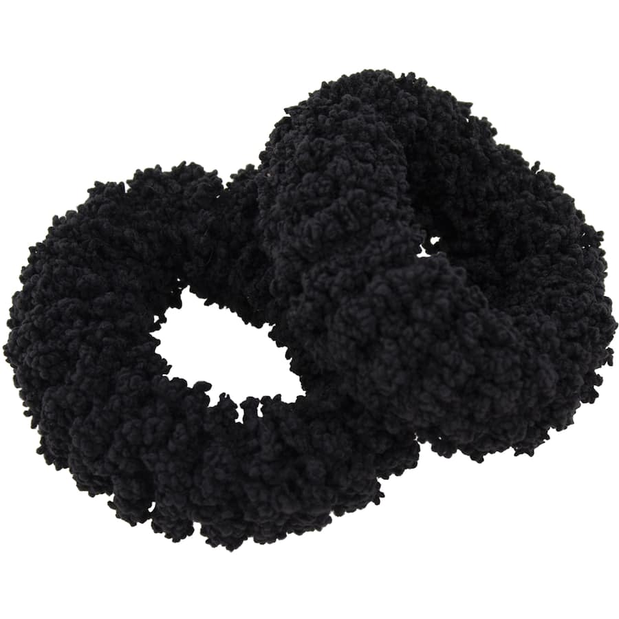 Black jumbo ponytailers in a 2-pack, designed for thick hair, ensuring a strong hold without damage.