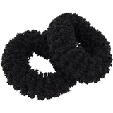 Black jumbo ponytailers in a 2-pack, designed for thick hair, ensuring a strong hold without damage.