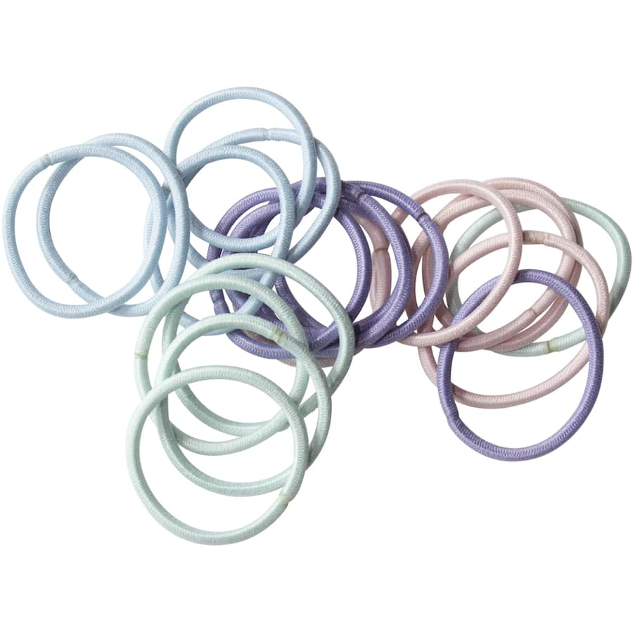 Pastel small thin hair ties in a 20-pack, ideal for stylish and gentle hair management without damage.