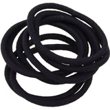 Large thick black elastic hair ties in an 8-pack, designed for strong hold on thick or curly hair without damage.