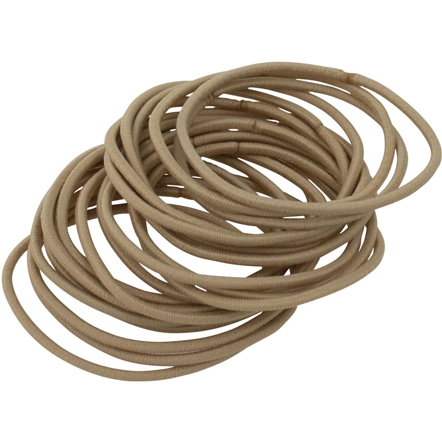 Large thin blonde hair ties in a 20-pack, offering secure hold and comfort for all hairstyles without damage.