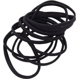 Dash Hair Ties in sleek black; large, flat, and elastic for all hair types, perfect for any occasion with a pack of 12.