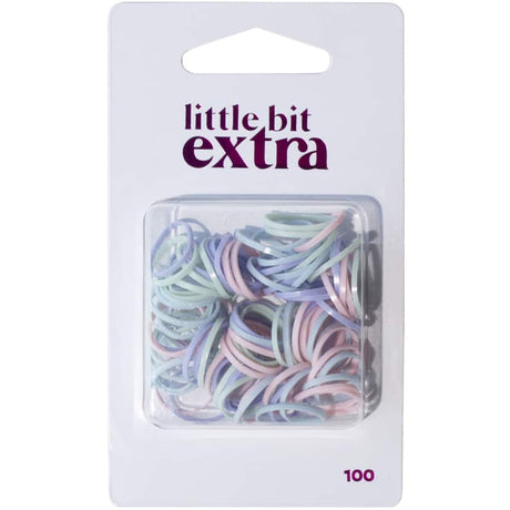 Pastel mini polybands for hair; secure hold, gentle on hair, perfect for stylish braids and ponytails, 100-pack.