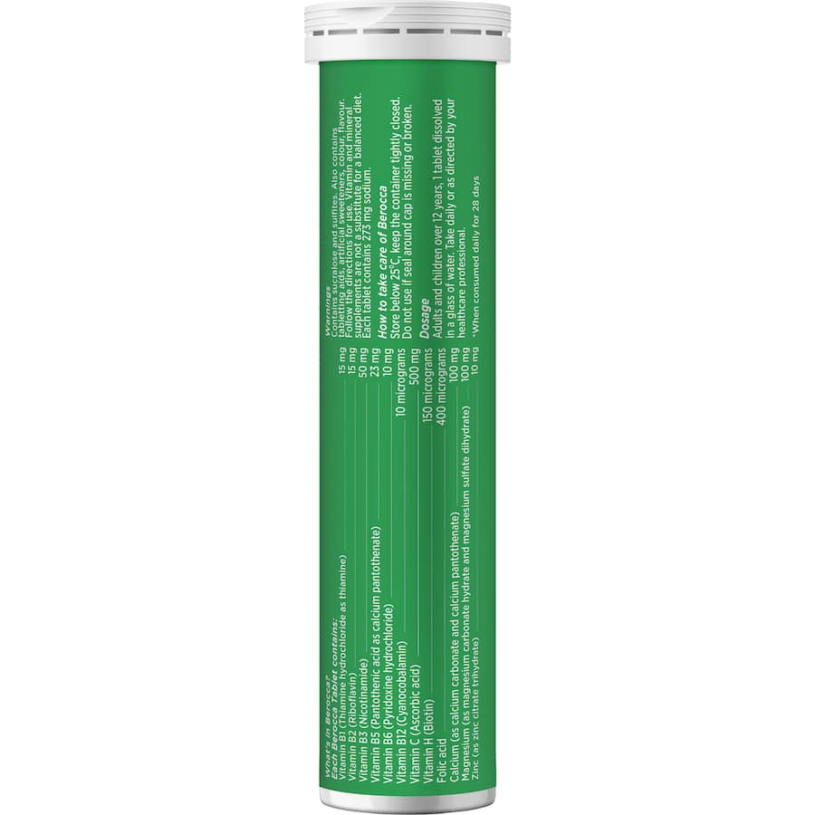 Effervescent orange tablets packed with Vitamin C and B vitamins for energy and wellness support.