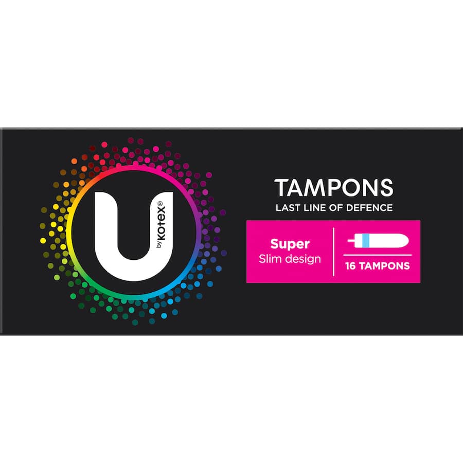 U By Kotex Super Tampons for heavy flow, featuring a smooth applicator and LeakGuard technology for ultimate comfort.