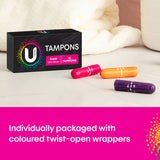 U by Kotex Super Tampons featuring ultra-absorbent design and smooth applicator for heavy flow comfort and reliability.