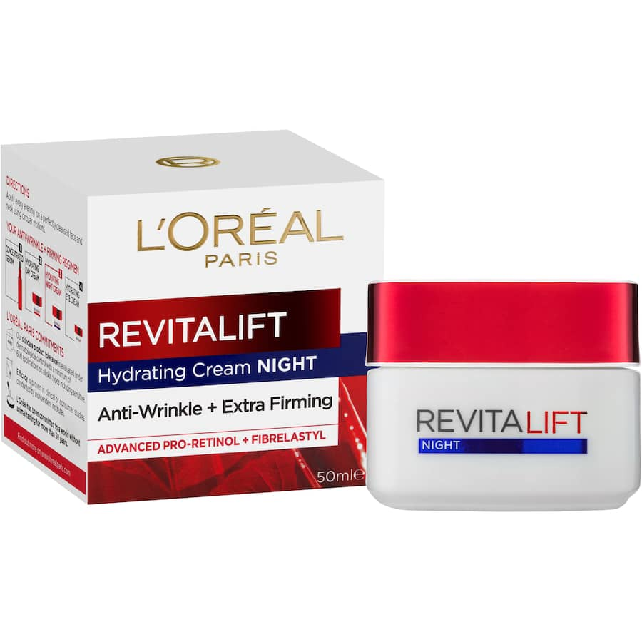 L'Oréal Paris Revitalift Night Cream: Anti-wrinkle cream with pro-retinol for firm, youthful skin overnight.