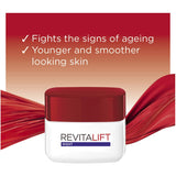 L'Oreal Paris Revitalift Night Cream: anti-wrinkle formula with pro-retinol for firmer, youthful skin overnight.