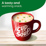 Hearty roast chicken instant soup in a convenient cup, low-calorie, no artificial flavors, just add boiling water.