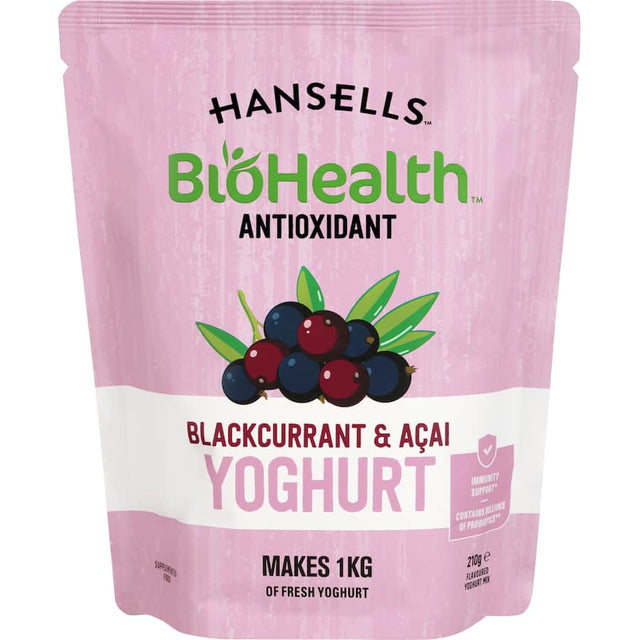 Creamy yoghurt base enriched with antioxidants from blackcurrant and acai, perfect for smoothies and healthy snacks.