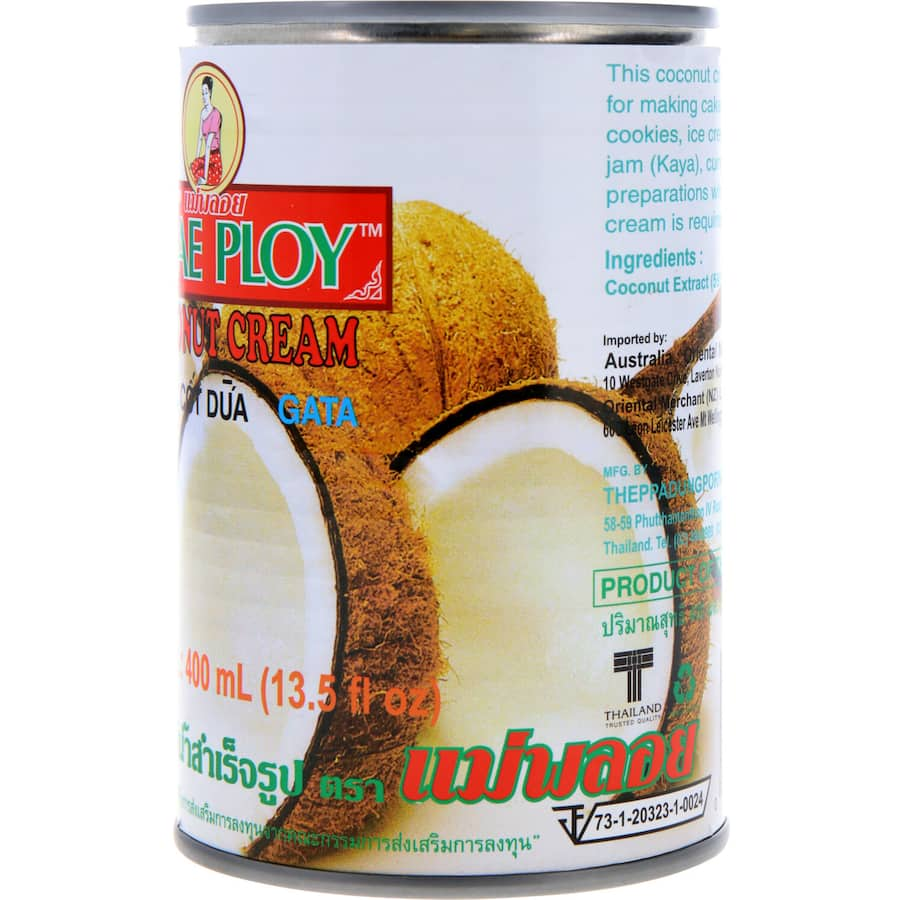 Mae Ploy Coconut Cream, a rich and smooth coconut ingredient perfect for curries, desserts, and Thai dishes.