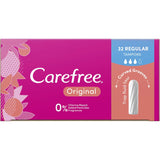 Carefree Original Regular Tampons with curved grooves for reliable leak protection and comfort during medium flow days.