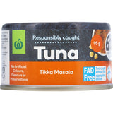 Canned Woolworths Tuna Tikka Masala Curry, a flavorful and convenient meal option, perfect over rice or naan.