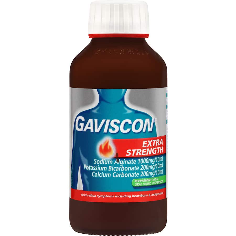 Gaviscon Extra Strength Liquid in Peppermint flavor offers fast relief from heartburn and indigestion with a soothing effect.