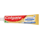 Colgate Advanced Whitening Toothpaste value pack for brightening and tartar control, featuring micro-cleansing crystals for stain removal.