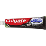 Colgate Advanced Whitening Charcoal Toothpaste in a recyclable tube, brightens teeth and freshens breath using charcoal powder.