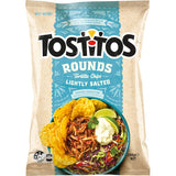 Lightly salted Tostitos Rounds corn chips, perfect for dipping and elevating your snacking experience.