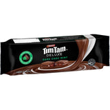 Arnotts Tim Tam Deluxe Dark Choc Mint biscuits featuring rich chocolate and refreshing mint flavors in a luxurious treat.