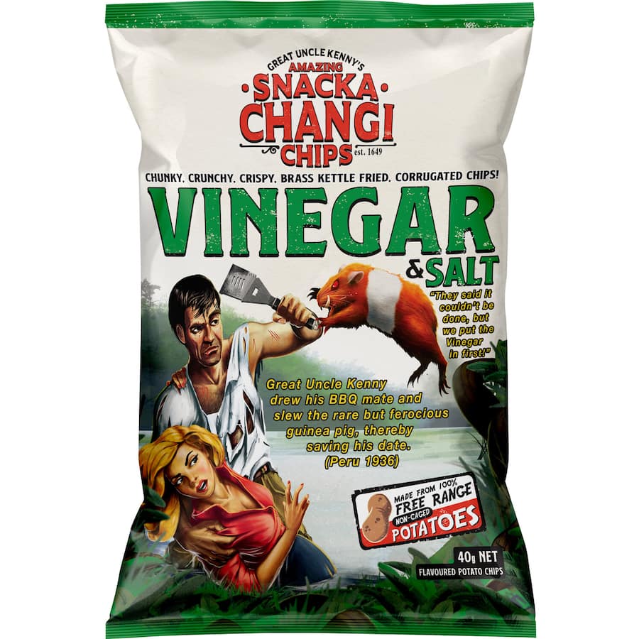 Crunchy Snacka Changi Chips flavored with tangy vinegar and salt, perfect for dipping or snacking anytime.