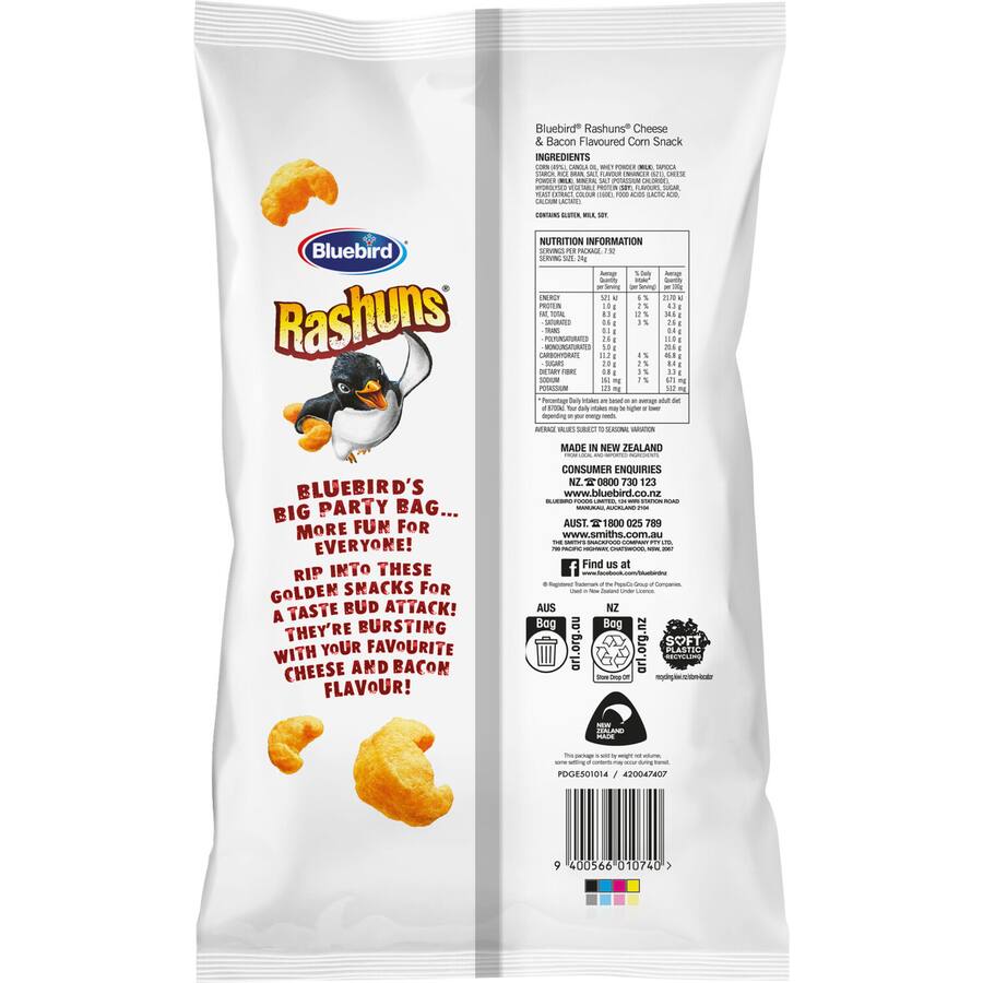 Crunchy Bluebird Poppa Jacks Flavoured Wheat Snacks multipack, 72g, low-calorie, no artificial colors, ideal for snacking.