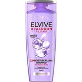 L'Oreal Paris Elvive Hyaluron Plump Filling Shampoo for intense hydration, ideal for dry hair with hyaluronic acid for 72-hour moisture.