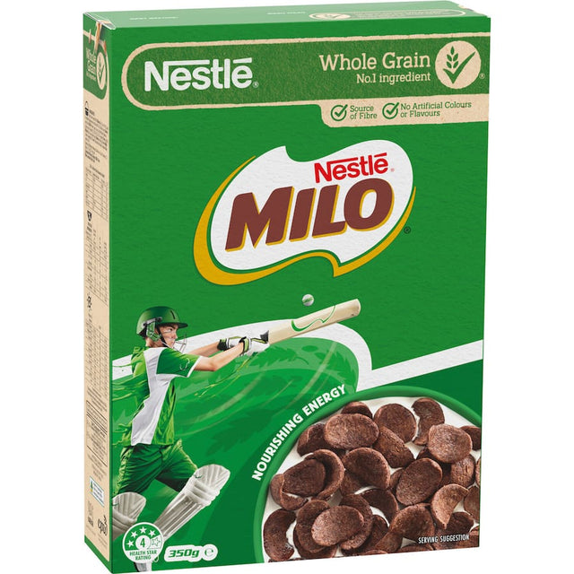 Nestle Cereal Milo: Wholesome wholegrain cereal with energizing Milo flavor, perfect for a nutritious family breakfast.