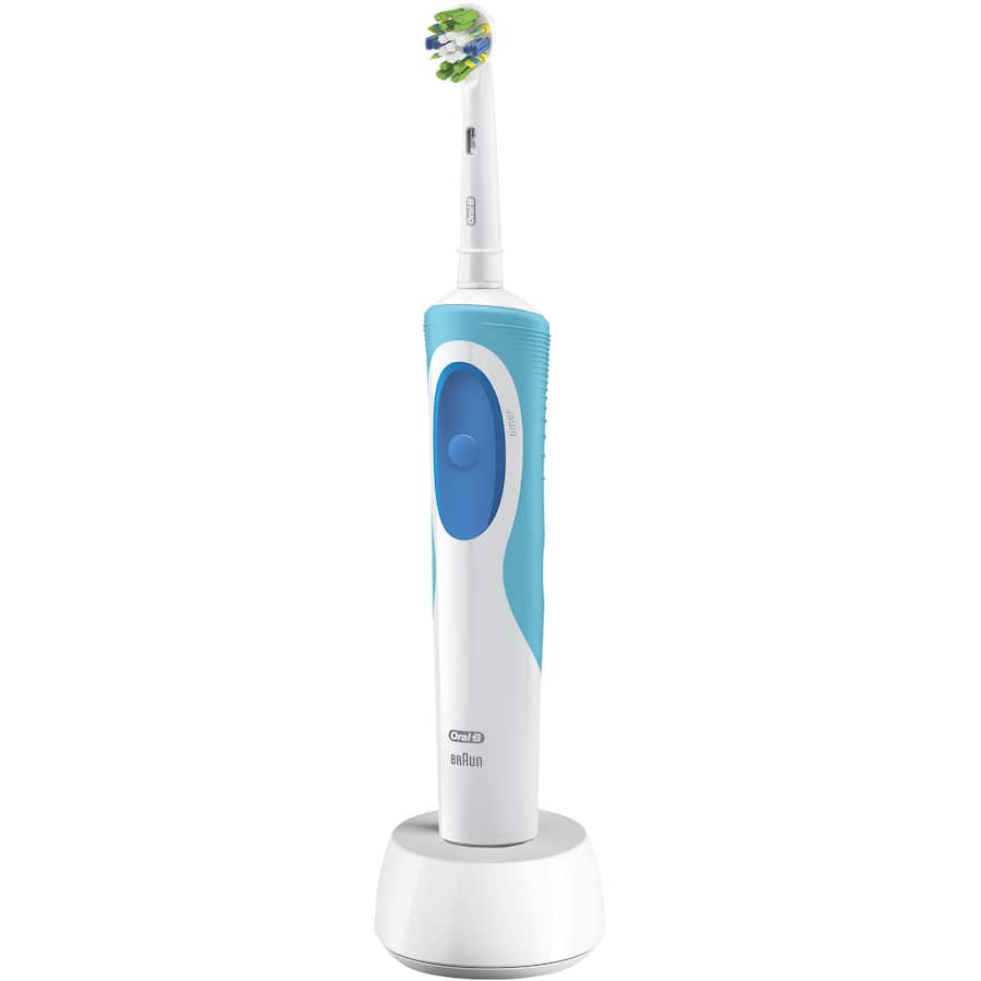 Oral-B Vitality Electric Toothbrush with Floss Action, featuring micropulse bristles for deep cleaning and a 2-minute timer.