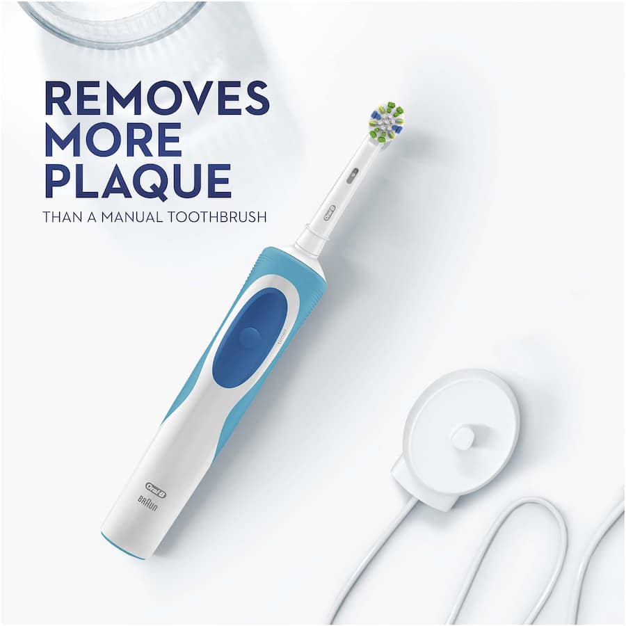 Oral-B Vitality Electric Toothbrush with Floss Action brush head for superior deep cleaning and plaque removal.