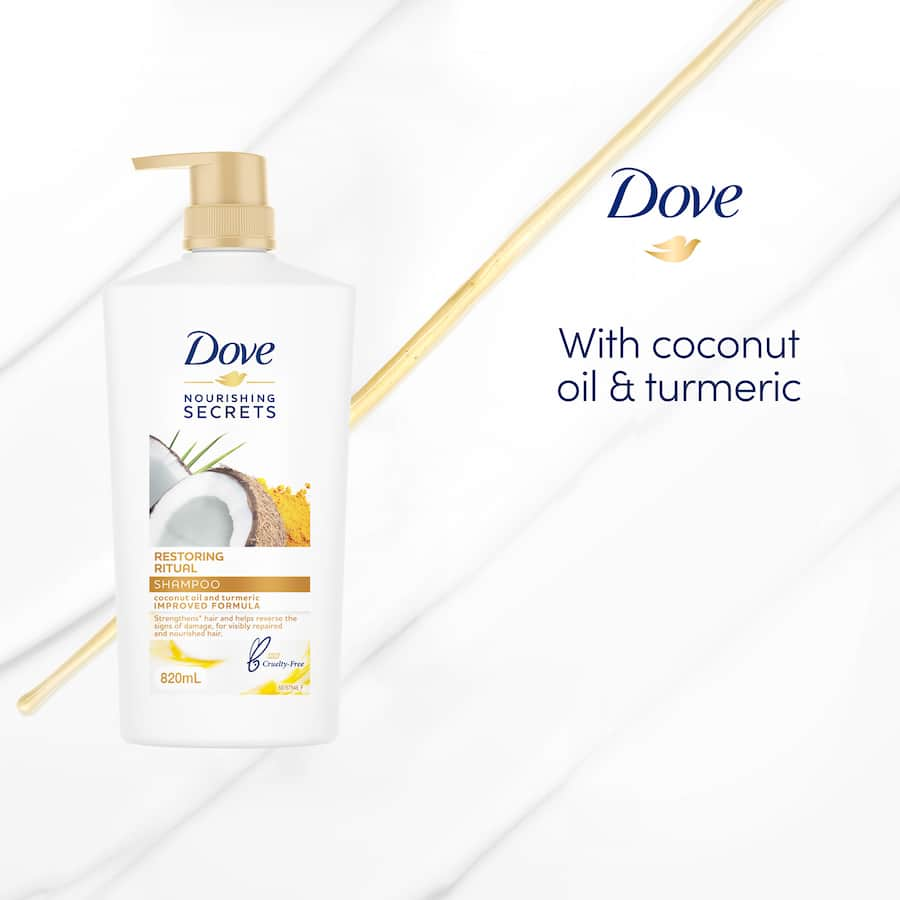 Dove Shampoo Restoring Ritual: Nourishing shampoo that repairs damaged hair, promoting strength and shine with ethical ingredients.