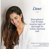 Dove Shampoo Restoring Ritual, a revitalizing formula for strong, nourished hair, crafted with natural ingredients and ethical practices.