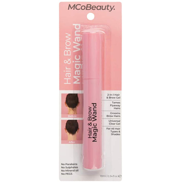 Mcobeauty Hair and Brow Magic Wand with flexible comb, clear gel for taming flyaways and defining brows effortlessly.