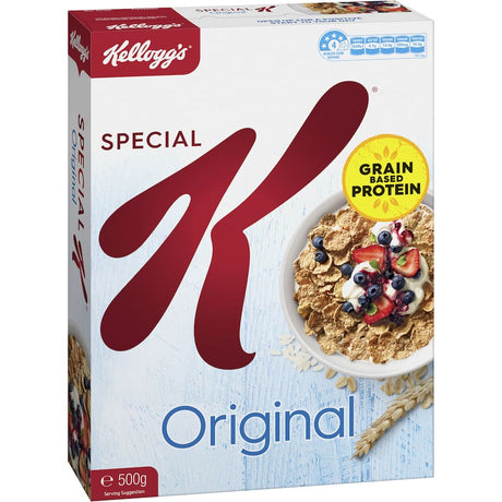 Kellogg's Special K Original Cereal: crunchy whole grains, low-fat breakfast packed with vitamins, perfect for a balanced lifestyle.