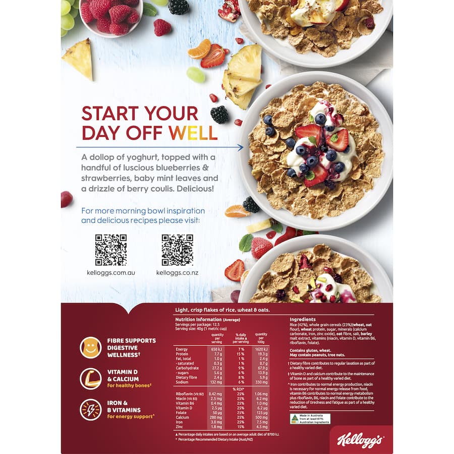 Kellogg's Special K Original Cereal, a low-fat, crunchy whole grain option, packed with vitamins and fiber for a nutritious breakfast.