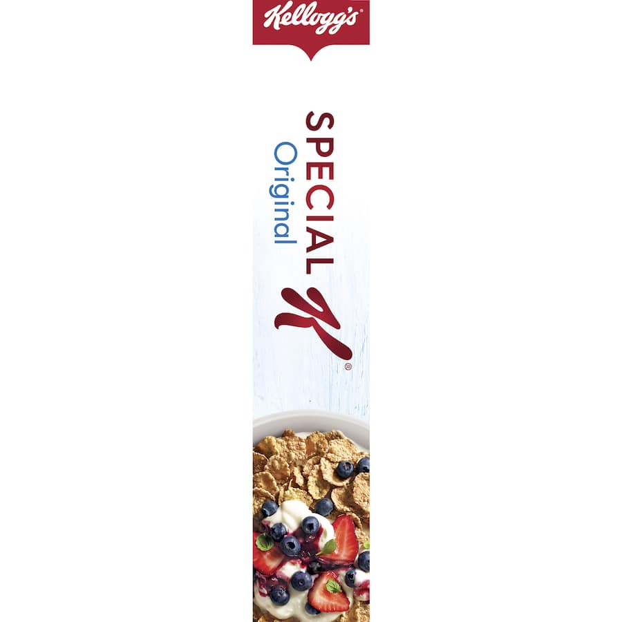 Kellogg's Special K Original Cereal: crunchy, nutritious whole grain breakfast with vitamins, minerals, and fiber for a balanced lifestyle.