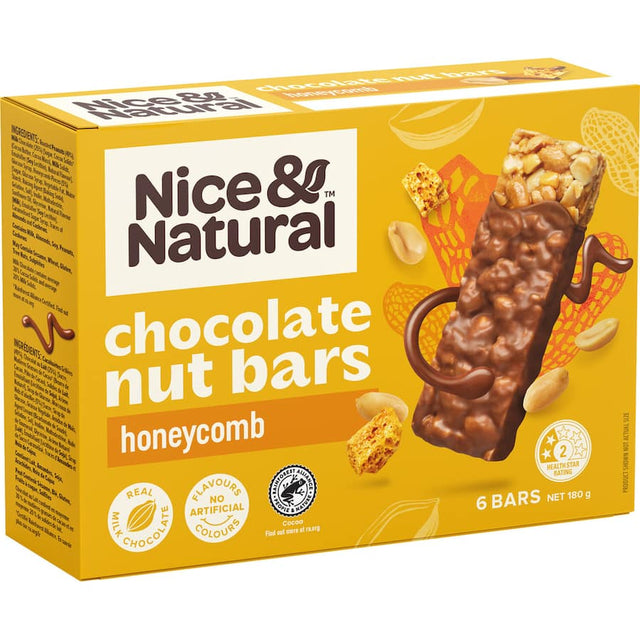 Crunchy nut bars with sweet honeycomb, gluten-free and dairy-free, ideal for healthy snacking on-the-go.