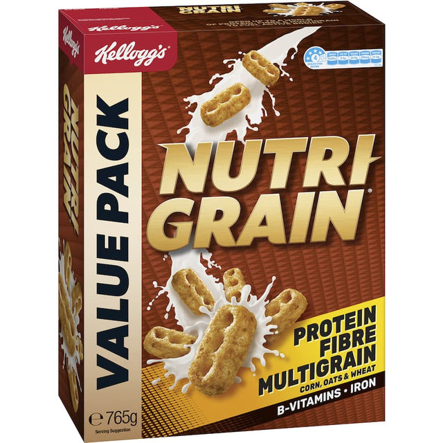 Kellogg's NutriGrain Cereal Protein Fibre Multigrain, a healthy multigrain cereal packed with protein and fiber for energizing mornings.