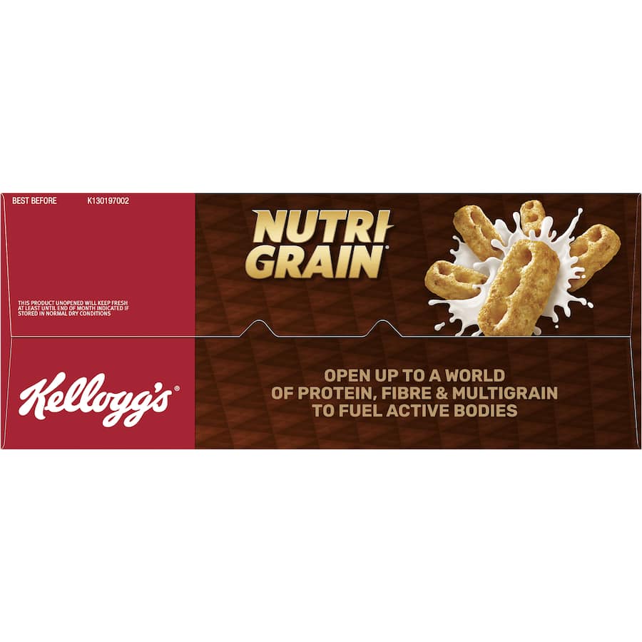 Kellogg's NutriGrain Cereal: protein-rich multigrain blend for a healthy, energizing breakfast or snack.