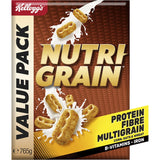 A bowl of Kellogg's NutriGrain Cereal, rich in protein and fibre, ideal for a nutritious and energizing breakfast.