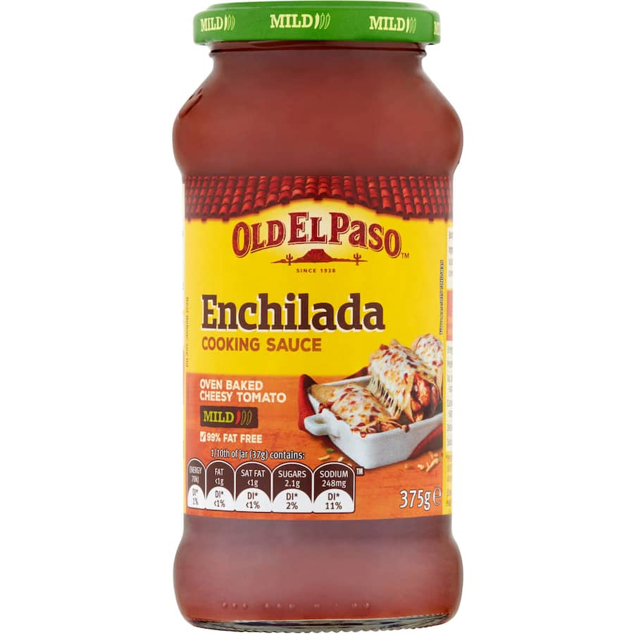 Authentic Old El Paso Mild Enchilada Sauce with rich tomatoes, capsicum, onions, and garlic for easy, delicious meals.