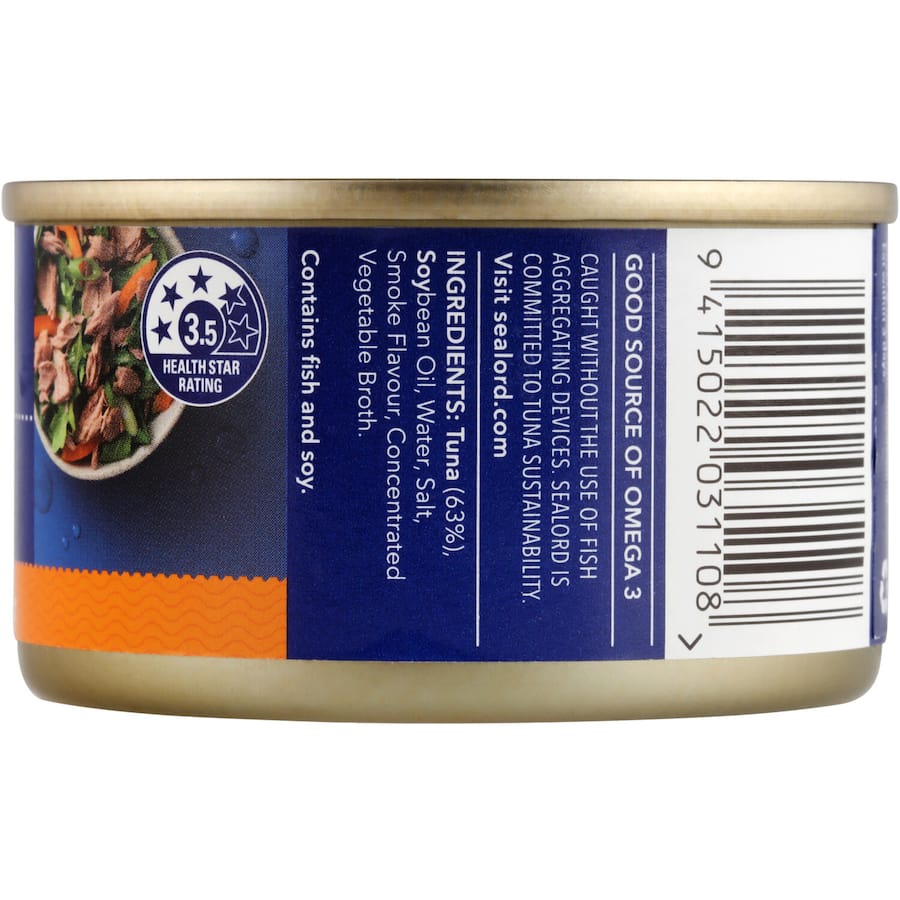 Sealord Sensations Smoked Tuna in a can, offering rich flavor, high protein, and omega-3s for versatile meal options.