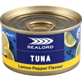 Canned Sealord Sensations Tuna with lemon pepper flavor, perfect for sandwiches, salads, or quick meals.