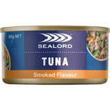 Can of Sealord Sensations Tuna in smoked flavor, perfect for salads, sandwiches, or quick protein snacks.