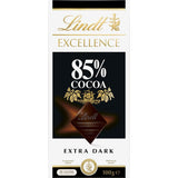 Rich Lindt Excellence Dark Chocolate 85% with smooth texture, deep flavor, and silky sheen for an indulgent experience.