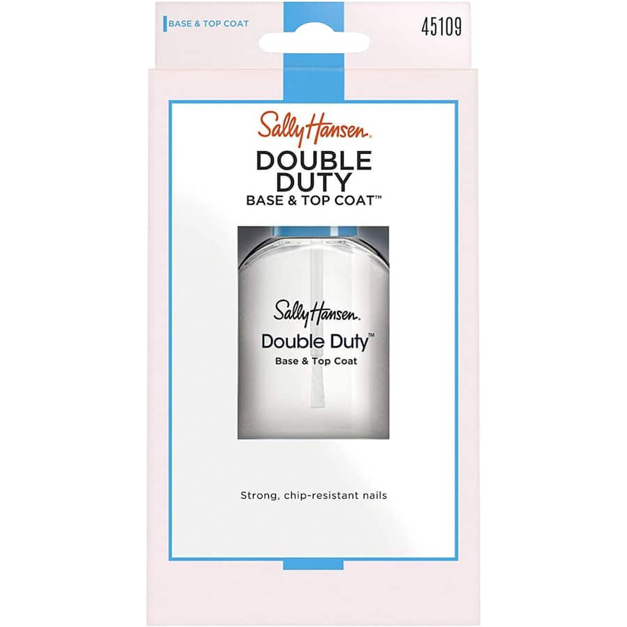 Sally Hansen Double Duty Base & Top Coat provides a smooth base and durable top layer for long-lasting, chip-resistant manicures.