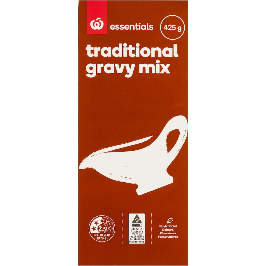 Delicious Essentials Instant Gravy Mix made in Australia, perfect for enhancing roast meats and comfort meals effortlessly.