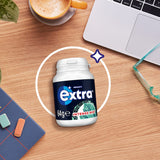 Wrigley's Extra Chewing Gum Intense Mint Bottle with sugar-free gum for fresh breath and improved focus on-the-go.