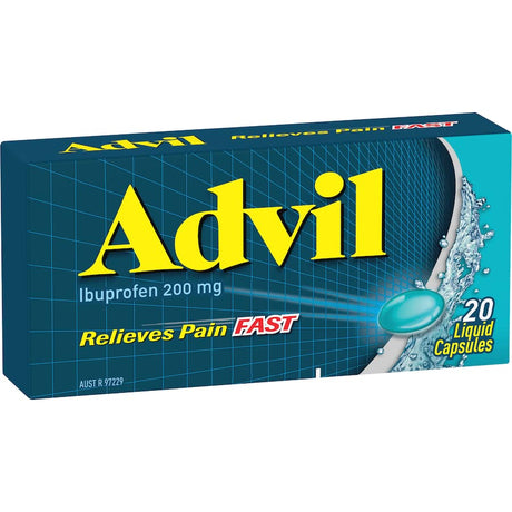 Advil Ibuprofen Liquid Capsules for fast pain relief and fever reduction, ideal for headaches, muscle pain, and colds.