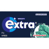 Wrigley's Extra Intense Mint Sugar-Free Gum in an envelope pack, delivering refreshing mint flavor and focus aid.