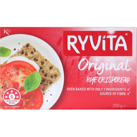 Ryvita Crispbread Original Rye features 100% natural whole grain rye, toasted seeds, and high fiber for a healthy snack.